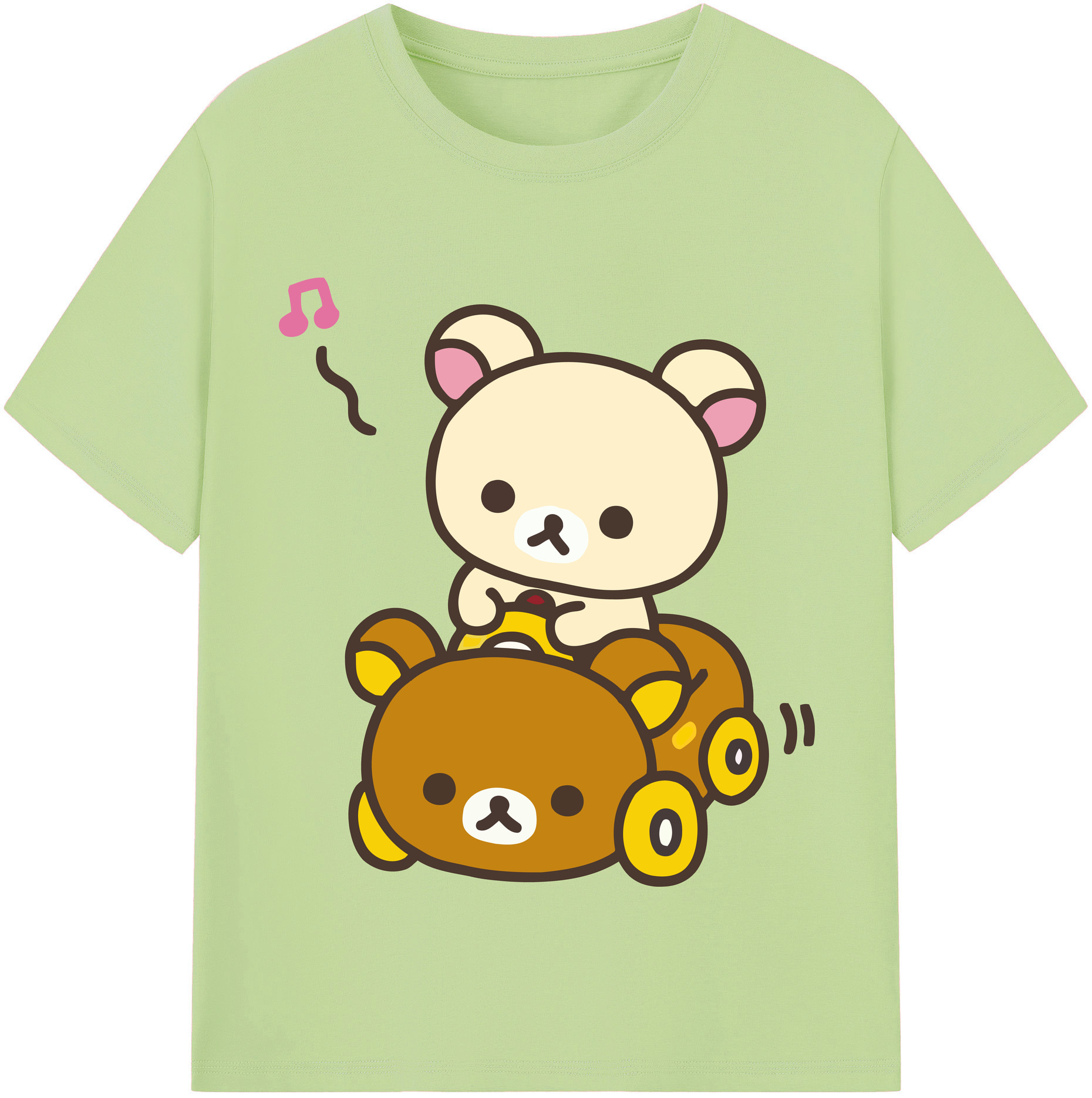 （画像用） リラックマ リラックマ キイロイトリ Rilakkuma Korilakkuma Kiiroitori 綿100％半袖Tシャツ（フロントプリント）